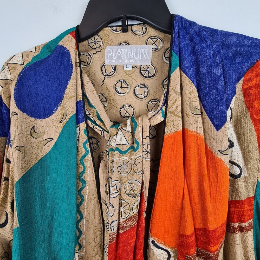 VTG Platinum Dorothy Schoelen Color Block Blazer Large Art To Wear Unique Retro - Picture 5 of 10